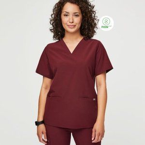 Figs Women's Burgundy FIONlite™ Casma 3 -Pocket Scrub Top small Burgundy NWT